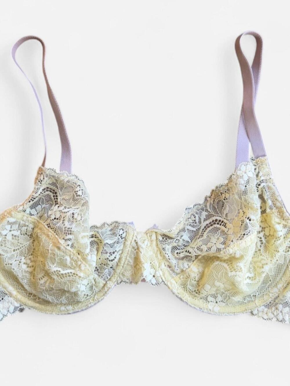 Gorgeous Spring Yellow Lace Unlined Bra